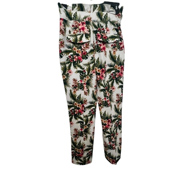 Floral High-Waisted Pants with Belt - Picture 2 of 3